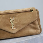 Saint Laurent Calypso Small Suede Shoulder Bag Fawn